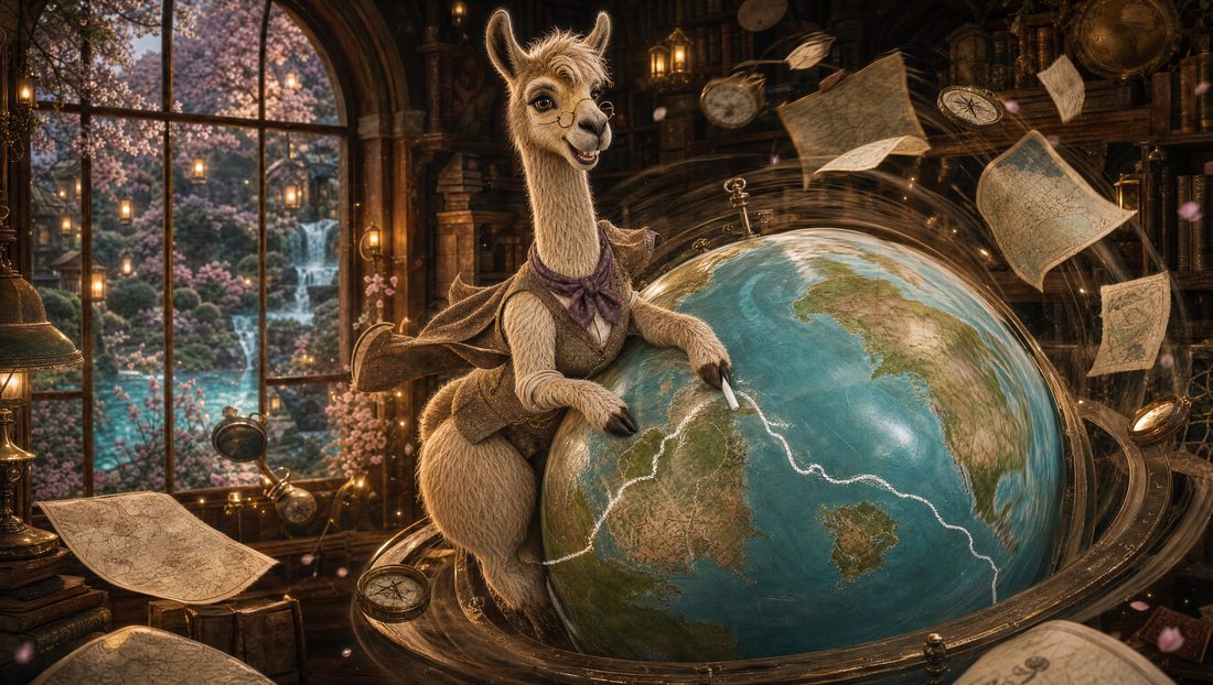Liliane Llama at the globe in her archive