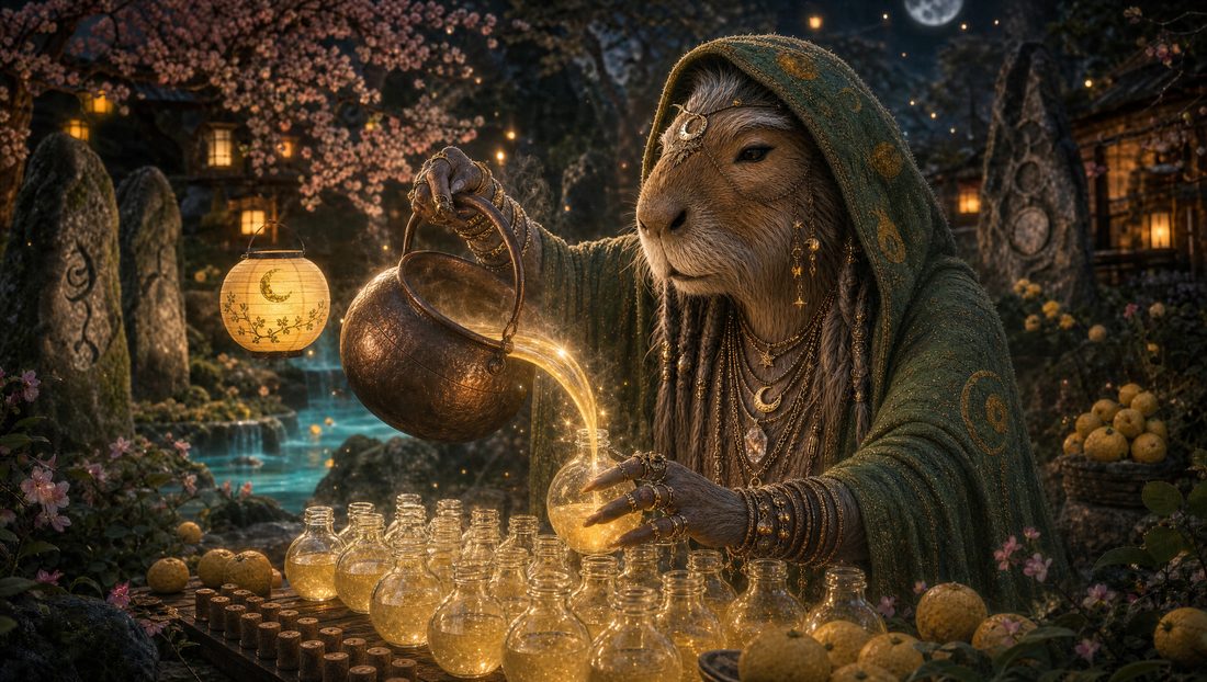 Sage Yuzula pouring golden water