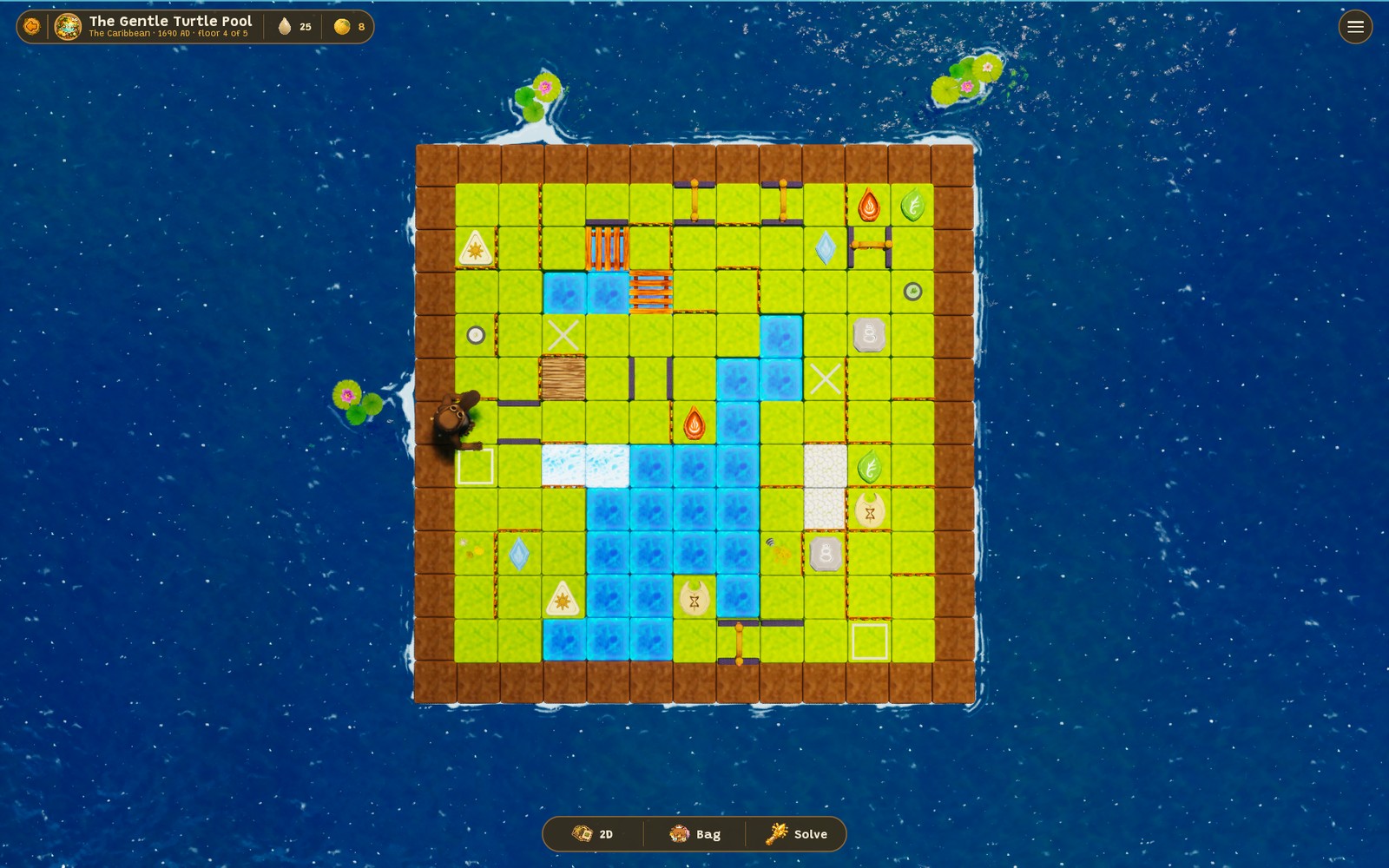 A mission board with numbered markers