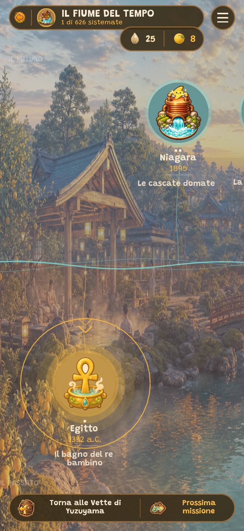 Il Fiume del Tempo con i segnaposto numerati