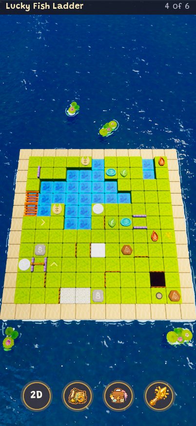 A floating island of cubes with warm-water channels drawn between the springs
