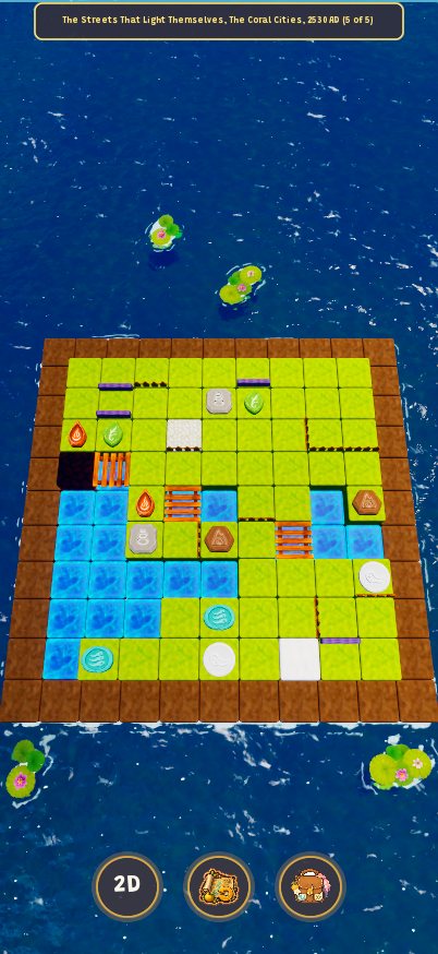 The Streets That Light Themselves, stage 5: a puzzle island of cubes