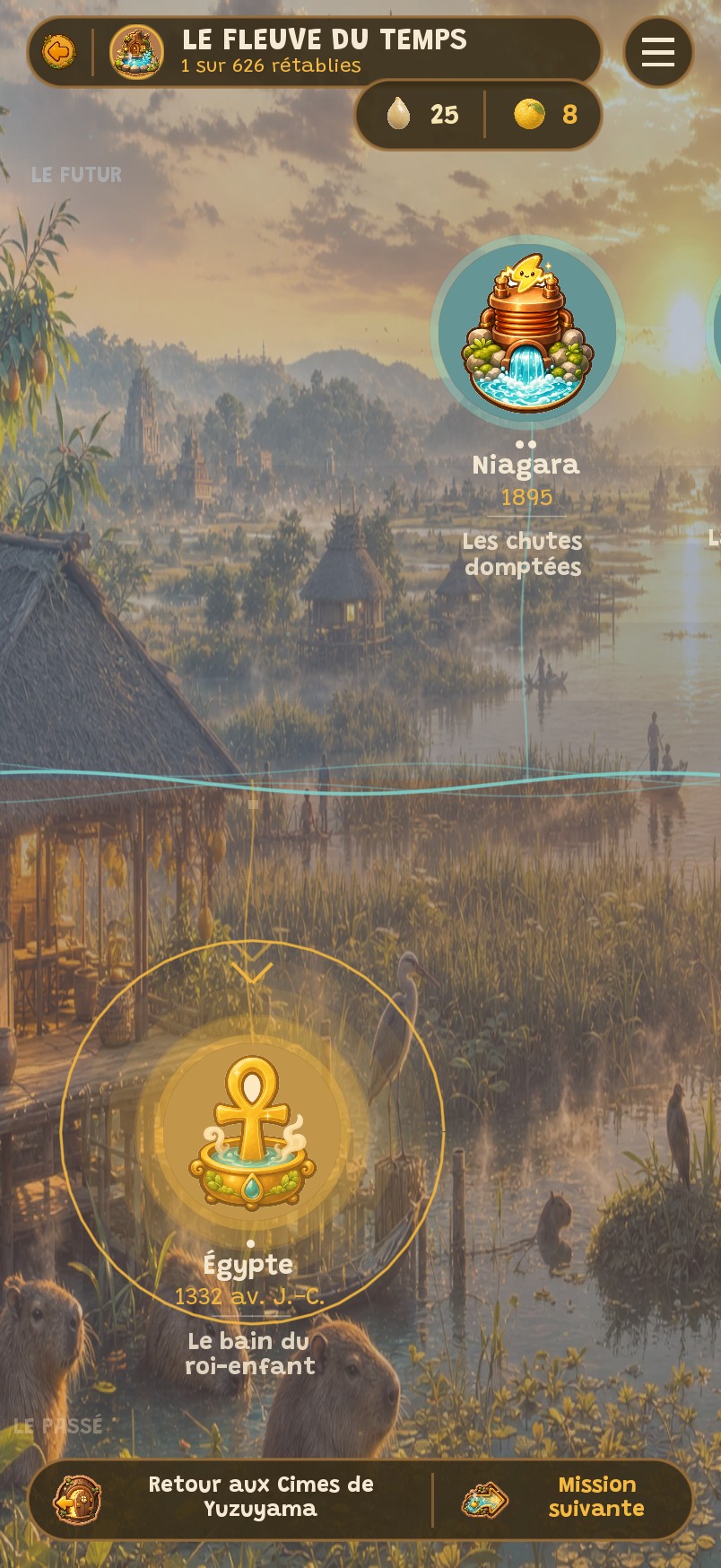 La carte des missions du Fleuve du Temps