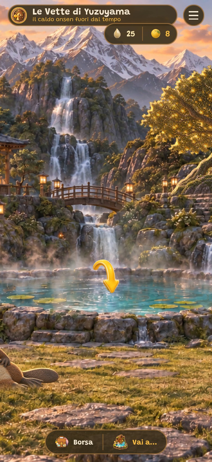 La schermata di casa delle Vette di Yuzuyama