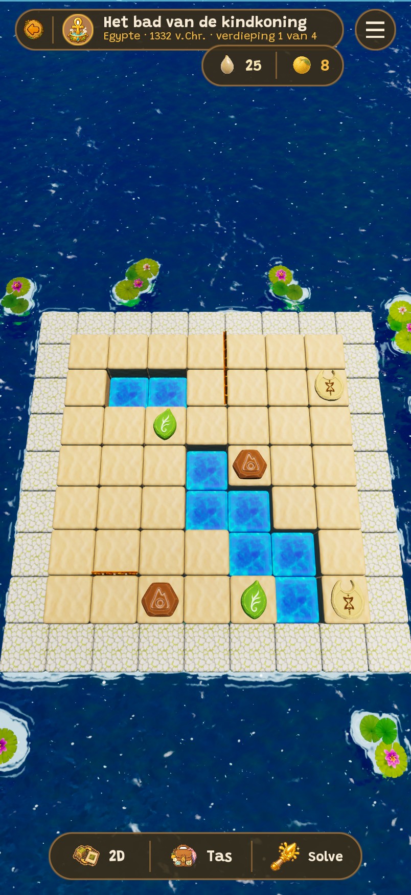 De straten die zichzelf verlichten, level 5: een puzzeleiland van kubussen